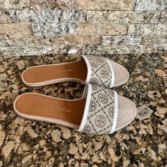 tory burch monogram espadrille slide